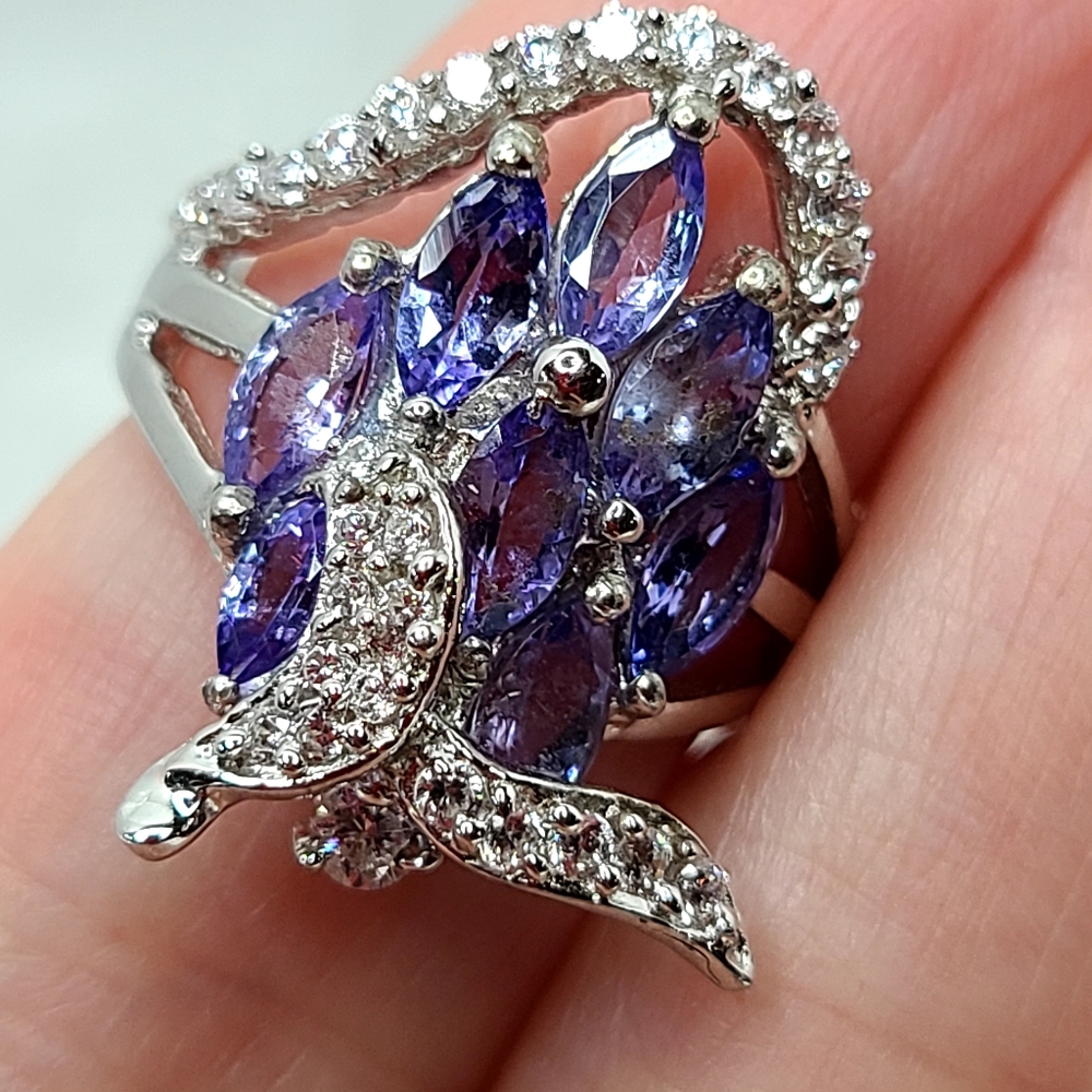 Tanzanite Cluster Ring